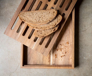 Planche à Découper le Pain en Bois d'Acacia et Couteau