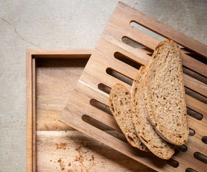 Planche à Découper le Pain en Bois d'Acacia et Couteau